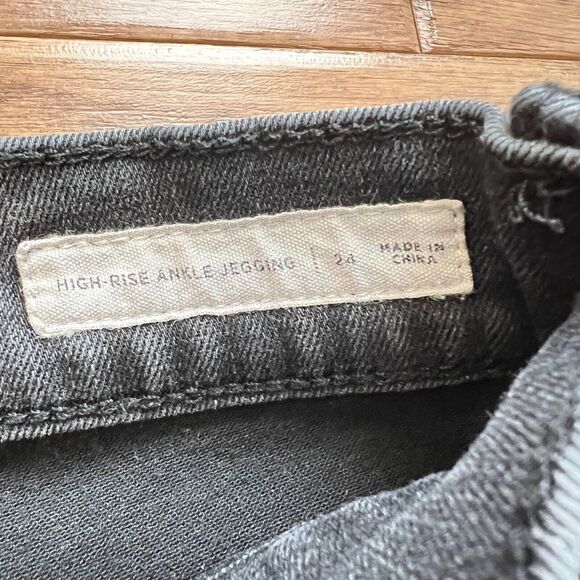 Pacsun High-Rise Ankle Jegging Size 24 Charcoal Black/Dark Gray Distressed - Picture 4 of 11
